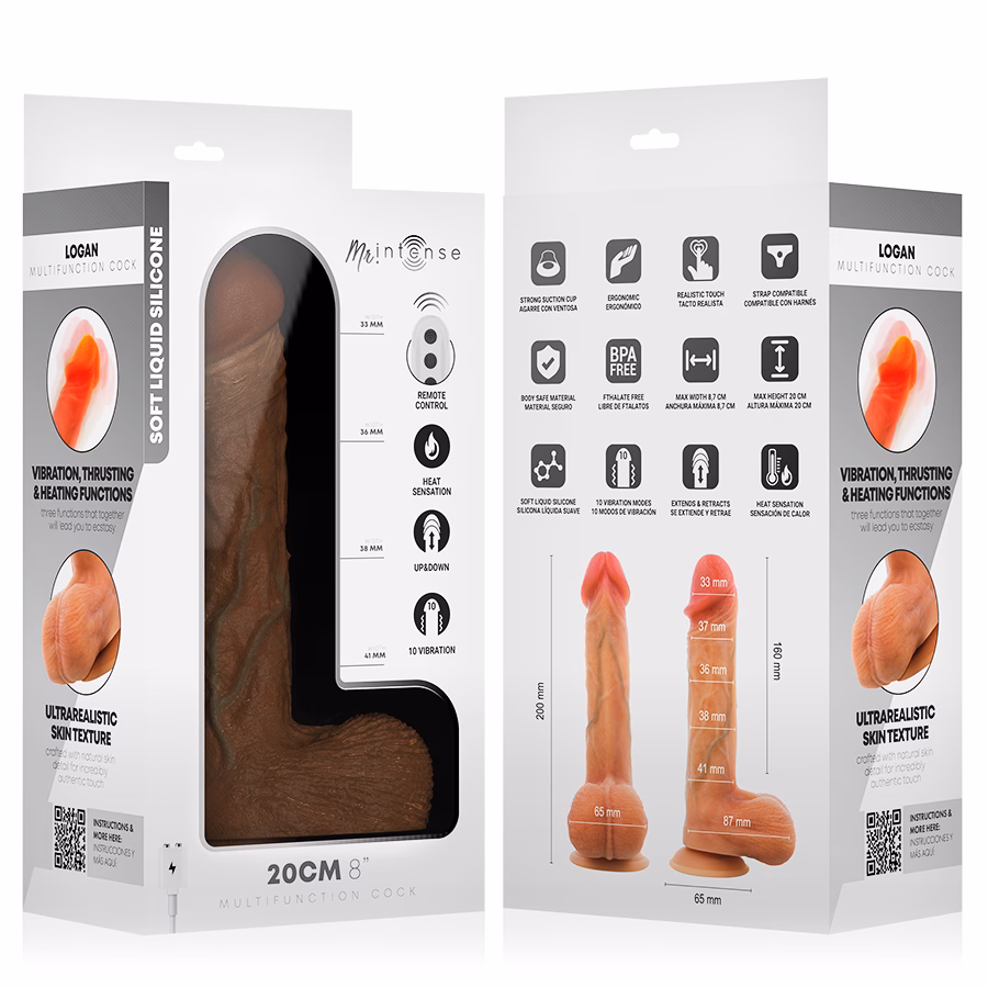 MR INTENSE - LOGAN DILDO VIBRADOR SILICONA CON EFECTO CALOR Y CONTROL REMOTO 20 CM -Ø- 4.1 CM - Imagen 11