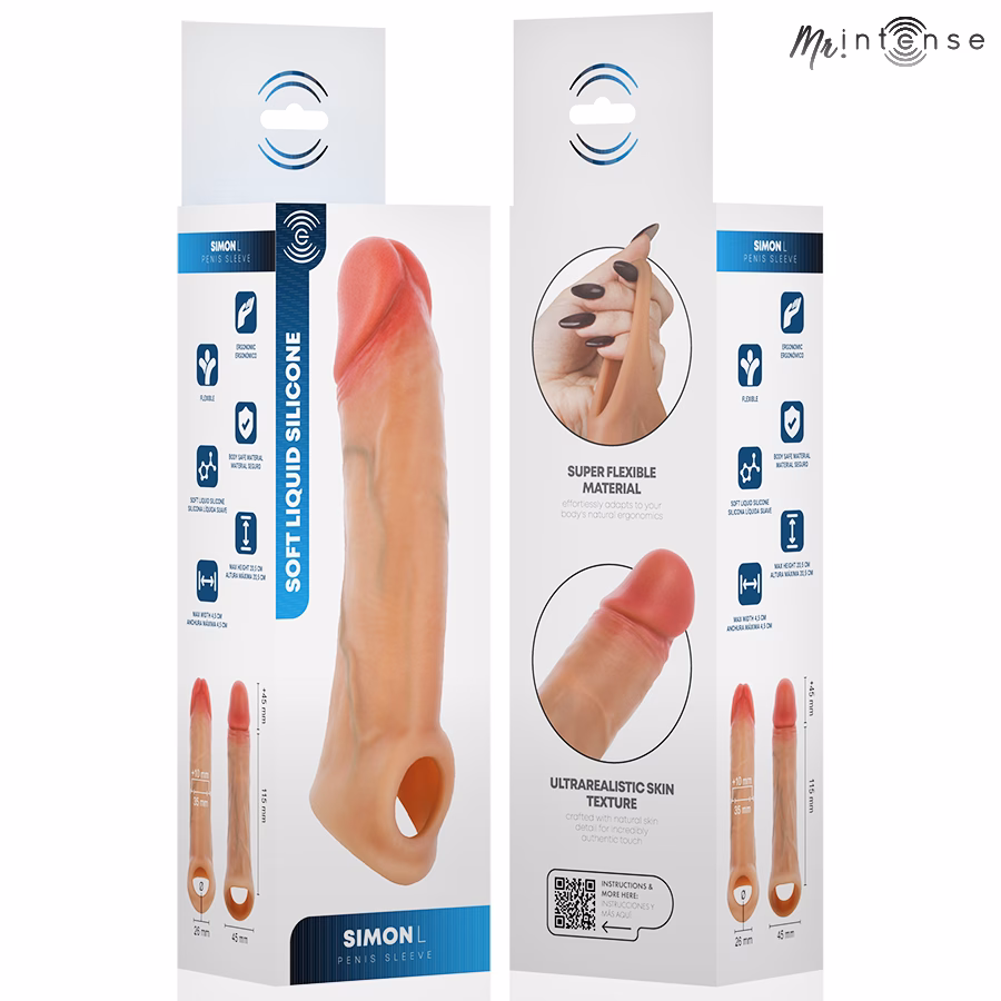 MR INTENSE - SIMON L FUNDA PARA PENE SILICONA 16 CM -Ø- 4.5 CM - Imagen 6