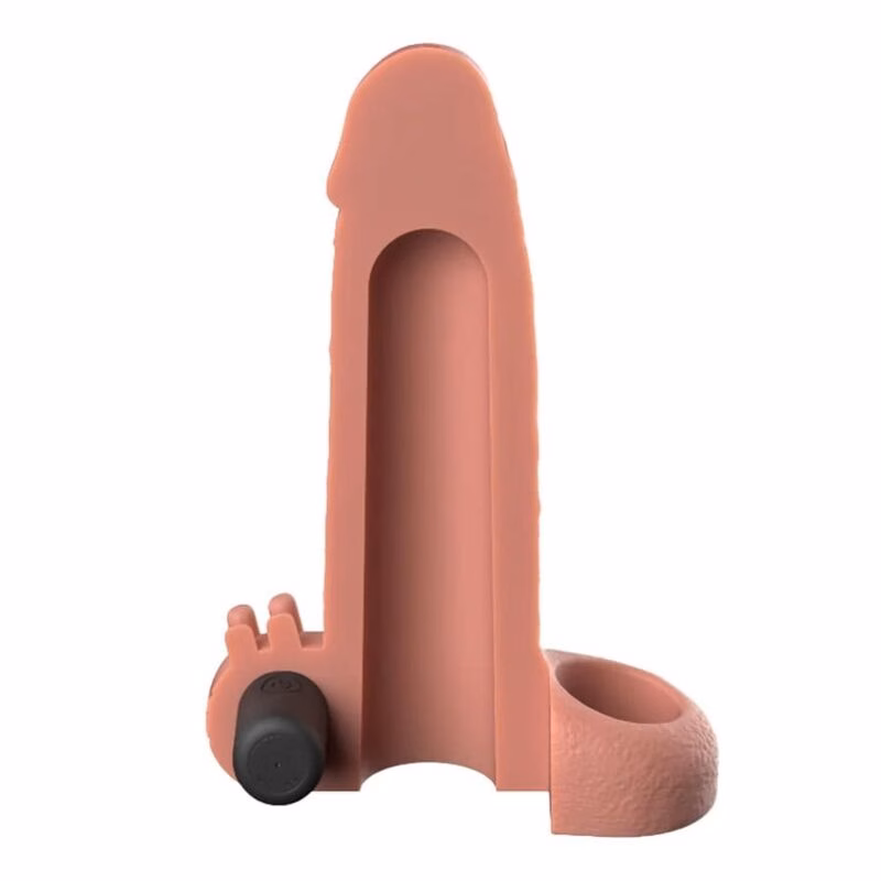 FANTASY X-TENSIONS - FUNDA EXTENSORA VIBRATORIA REAL FEEL 5 CM COLOR BEIGE - Imagen 2