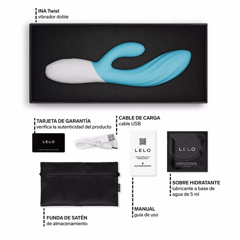LELO - INA TWIST VIBRADOR RABBIT PUNTO G Y CLÍTORIS TURQUESA - Imagen 6