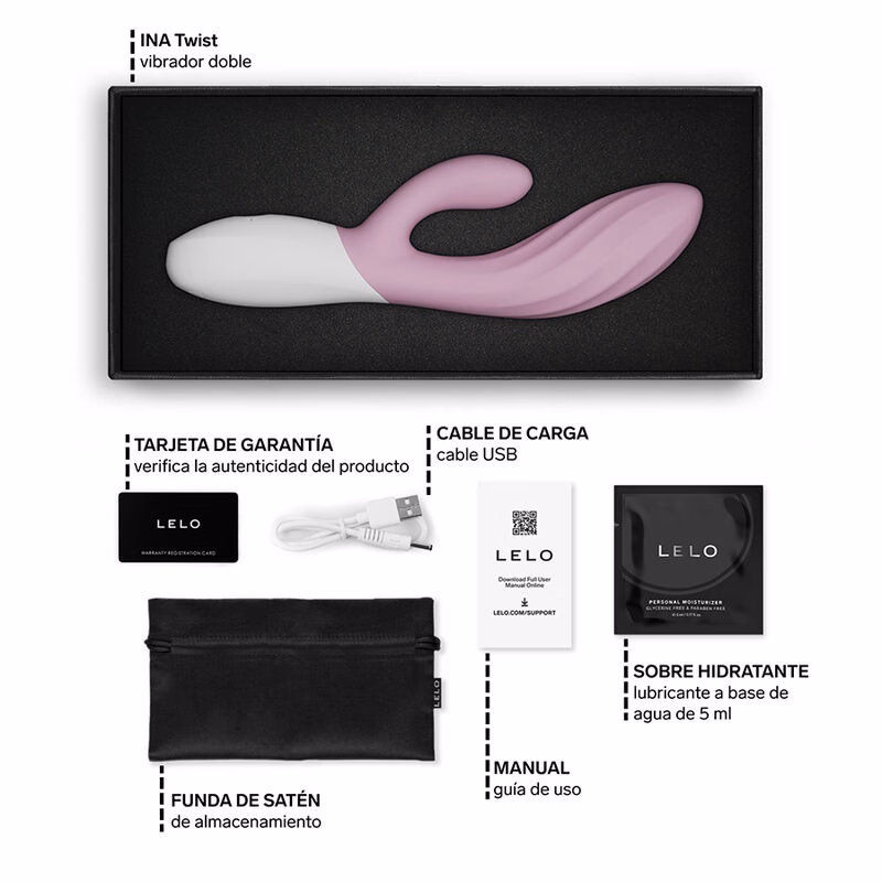 LELO - INA TWIST VIBRADOR RABBIT PUNTO G Y CLÍTORIS ROSA - Imagen 6