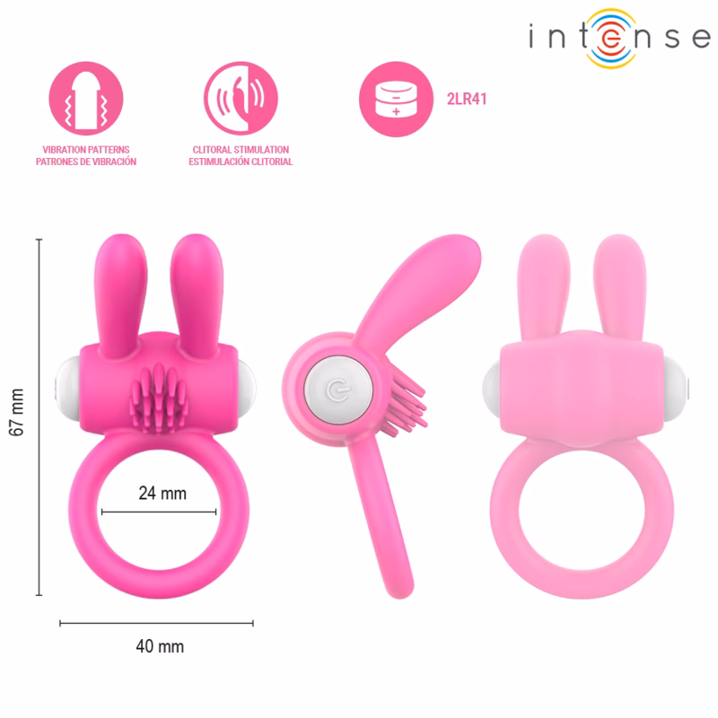 INTENSE - HOPPS ANILLO PARA PENE VIBRADOR CON ESTIMULACIÓN CLITORIANA ROSA - Imagen 4