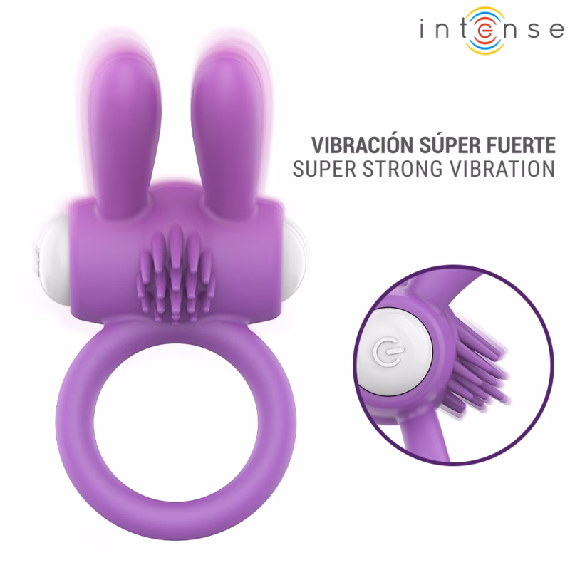 INTENSE - HOPPS ANILLO PARA PENE VIBRADOR CON ESTIMULACIÓN CLITORIANA MORADO - Imagen 3