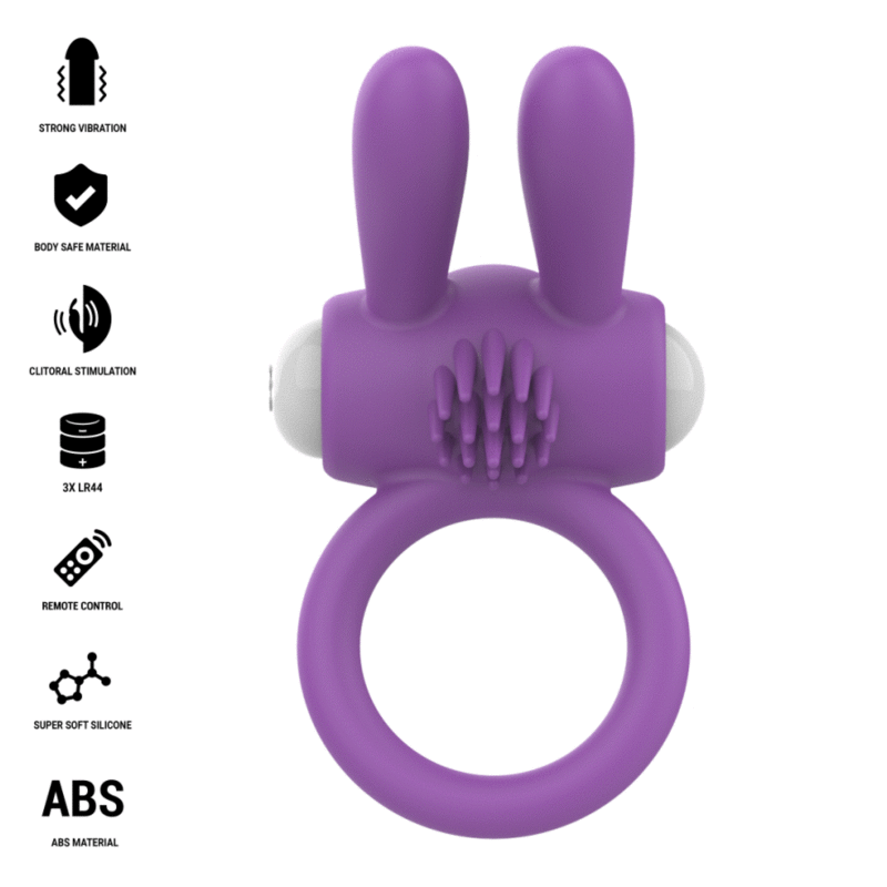 INTENSE - HOPPS ANILLO PARA PENE VIBRADOR CON ESTIMULACIÓN CLITORIANA MORADO - Imagen 2
