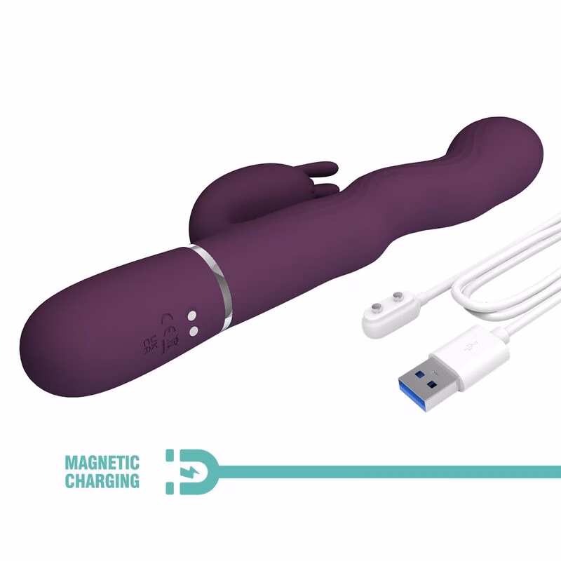 PRETTY LOVE - VIBRADOR RABBIT LOURSEN CON MOVIMIENTO OSCILANTE Y 7 VIBRACIONES RECARGABLE USB MORADO - Imagen 9