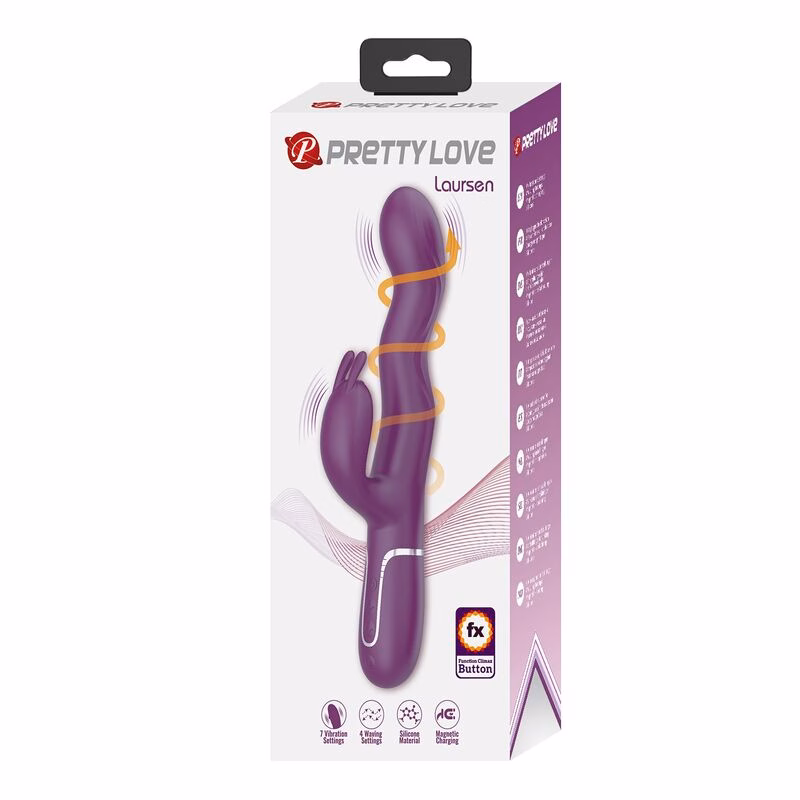 PRETTY LOVE - VIBRADOR RABBIT LOURSEN CON MOVIMIENTO OSCILANTE Y 7 VIBRACIONES RECARGABLE USB MORADO - Imagen 3