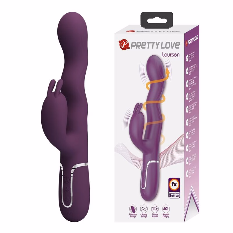 PRETTY LOVE - VIBRADOR RABBIT LOURSEN CON MOVIMIENTO OSCILANTE Y 7 VIBRACIONES RECARGABLE USB MORADO