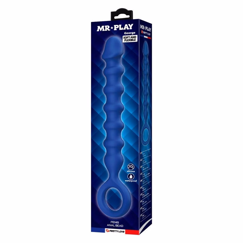 MR PLAY - BOLAS ANALES Y PLUG ANAL SILICONA AZUL -Ø- 3,4 CM - 28,5 CM - Imagen 3