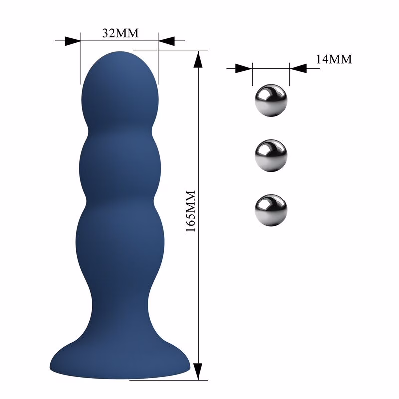 MR PLAY - PLUG ANAL CON 3 BOLAS METÁLICAS Y VENTOSA AZUL - Imagen 5