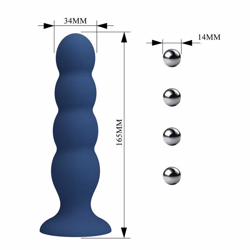 MR PLAY - PLUG ANAL CON 4 BOLAS METÁLICAS Y VENTOSA AZUL - Imagen 7