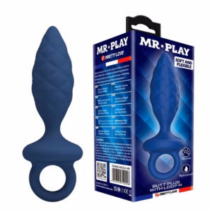 MR PLAY - PLUG ANAL TEXTURIZADO CON ANILLA AZUL M