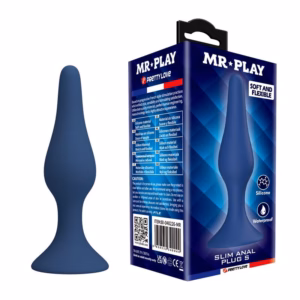 MR PLAY - PLUG ANAL SILICONA AZUL SLIM TALLA S