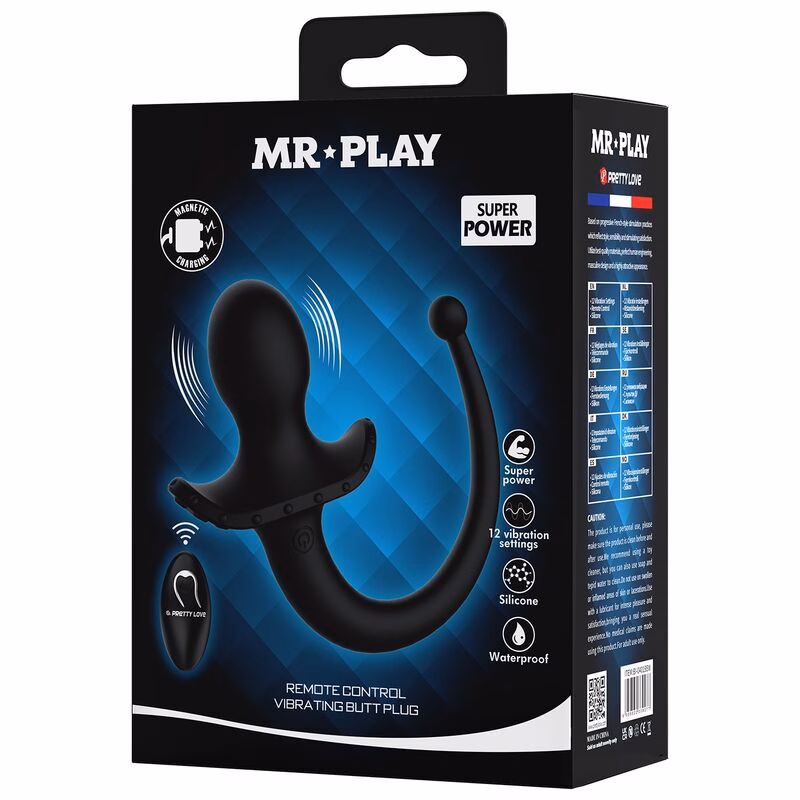 MR PLAY - VIBRADOR ANAL Y PERINEAL CON CONTROL REMOTO INALÁMBRICO NEGRO - Imagen 2