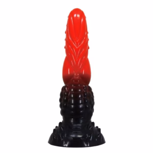 POWER MONSTERS - FIRE DRAGON DILDO FANTASÍA CON VENTOSA 24,5 CM Ø 5,8 CM ROJO Y NEGRO