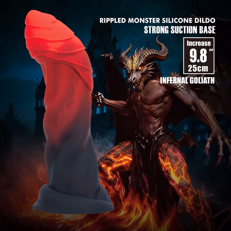 POWER MONSTERS - INFERNAL GOLIATH DILDO BICOLOR 25 CM Ø 6 CM - Imagen 7