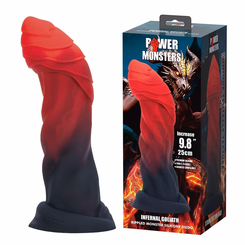 POWER MONSTERS - INFERNAL GOLIATH DILDO BICOLOR 25 CM Ø 6 CM - Imagen 6