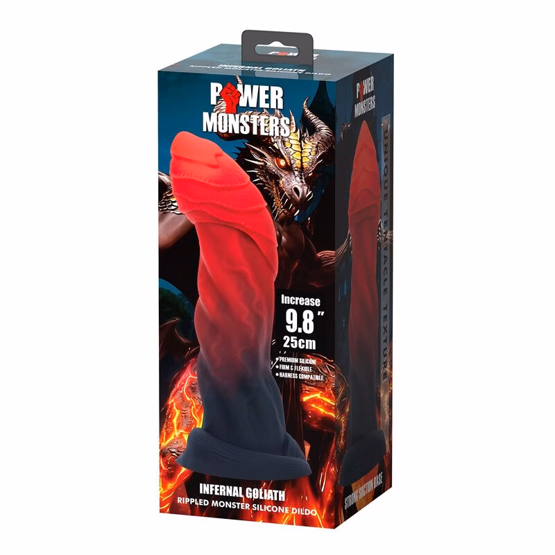 POWER MONSTERS - INFERNAL GOLIATH DILDO BICOLOR 25 CM Ø 6 CM - Imagen 2