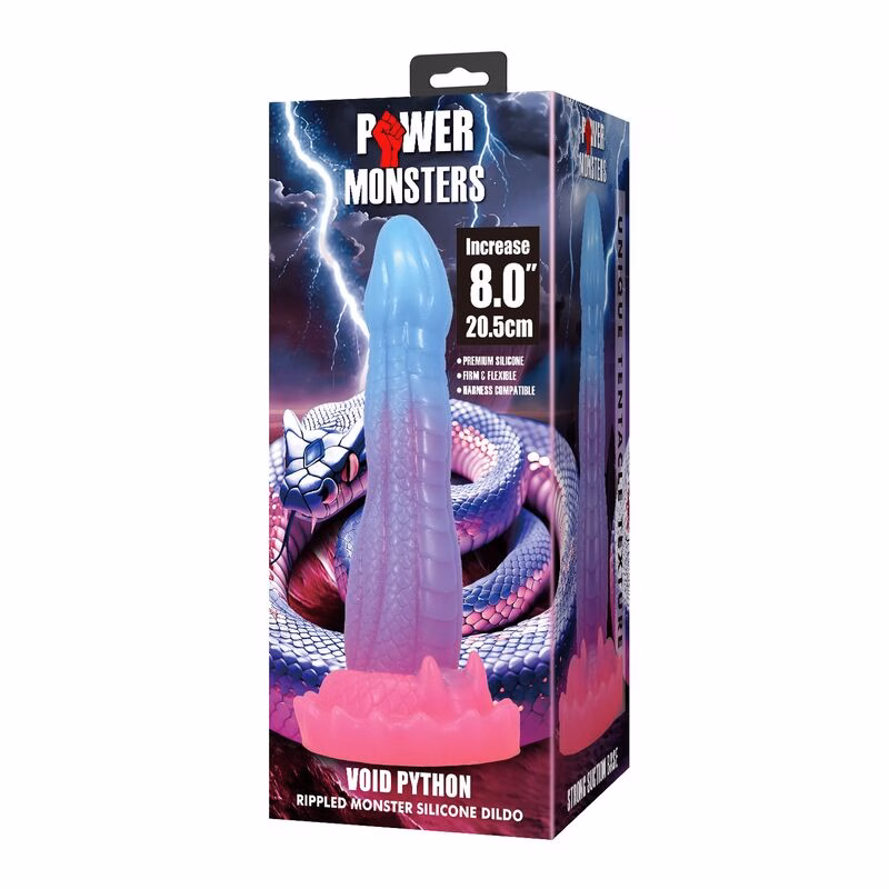 POWER MONSTERS - VOID PYTHON DILDO FANTASÍA CON VENTOSA 20,5 CM Ø 5,2 CM AZUL, LILA Y ROSA - Imagen 2