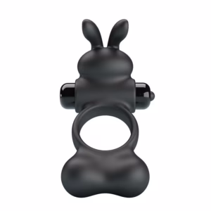 PRETTY LOVE - ANILLO VIBRADOR PARA PENE CON ESTIMULADOR DE CONEJITO 10 FUNCIONES NEGRO