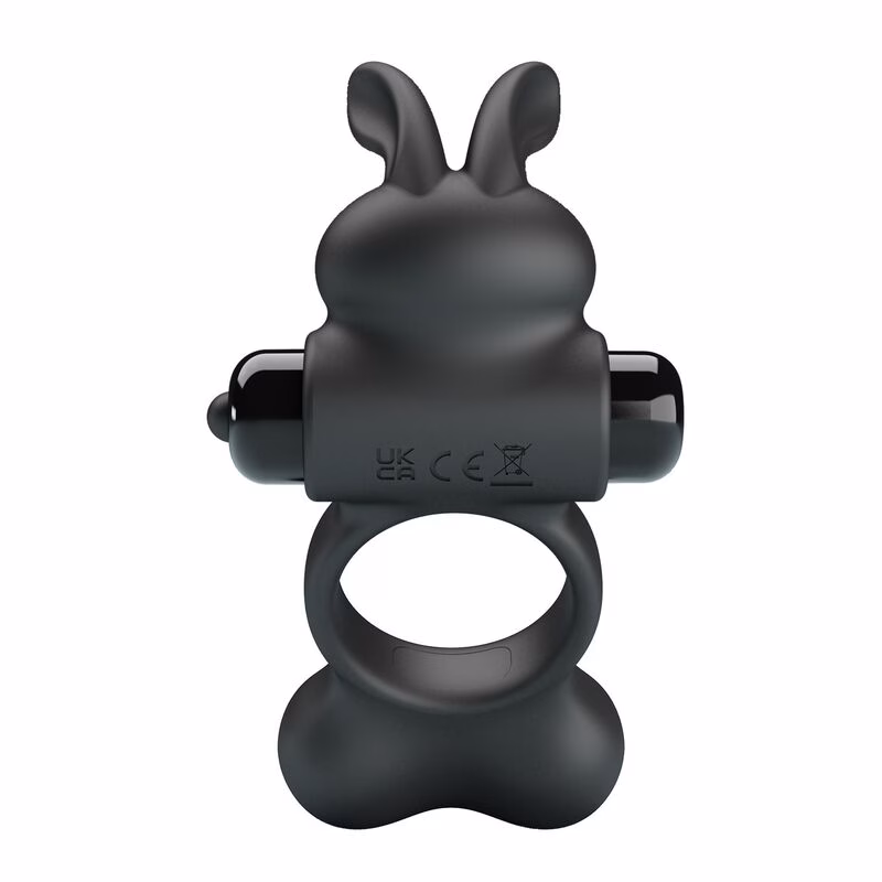 PRETTY LOVE - ANILLO VIBRADOR PARA PENE CON ESTIMULADOR DE CONEJITO 10 FUNCIONES NEGRO - Imagen 5