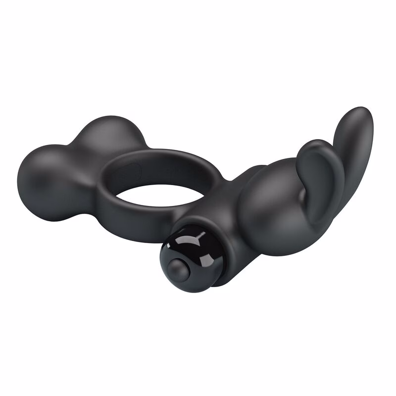 PRETTY LOVE - ANILLO VIBRADOR PARA PENE CON ESTIMULADOR DE CONEJITO 10 FUNCIONES NEGRO - Imagen 7