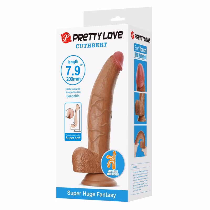 PRETTY LOVE - CUTHBERT DILDO REALÍSTICO FLEXIBLE 20 CM Ø 5 CM TPE MARRÓN - Imagen 3