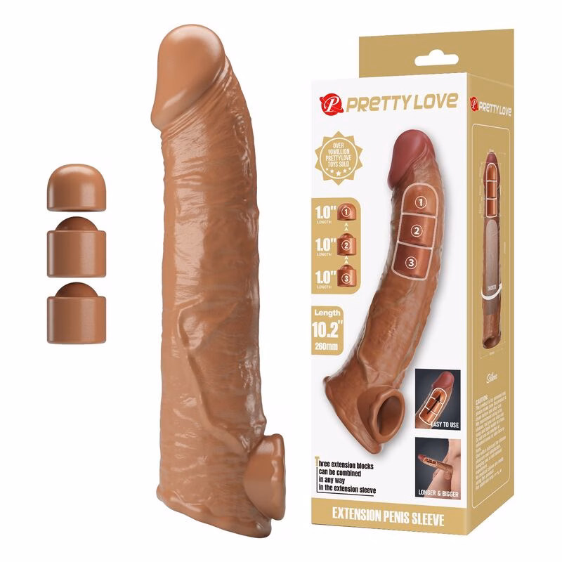 PRETTY LOVE – FUNDA EXTENSORA PARA PENE AJUSTABLE 26 CM Ø 4 CM COLOR NATURAL