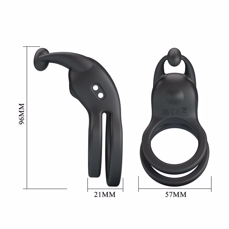 PRETTY LOVE - GOODWIN ANILLO VIBRADOR DOBLE PARA PENE RECARGABLE NEGRO - Imagen 10