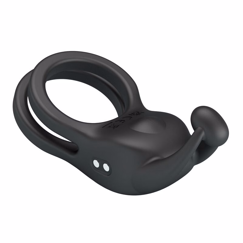 PRETTY LOVE - GOODWIN ANILLO VIBRADOR DOBLE PARA PENE RECARGABLE NEGRO - Imagen 8