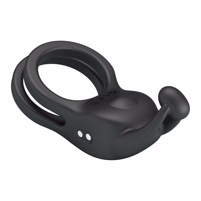 PRETTY LOVE - GOODWIN ANILLO VIBRADOR DOBLE PARA PENE RECARGABLE NEGRO - Imagen 7