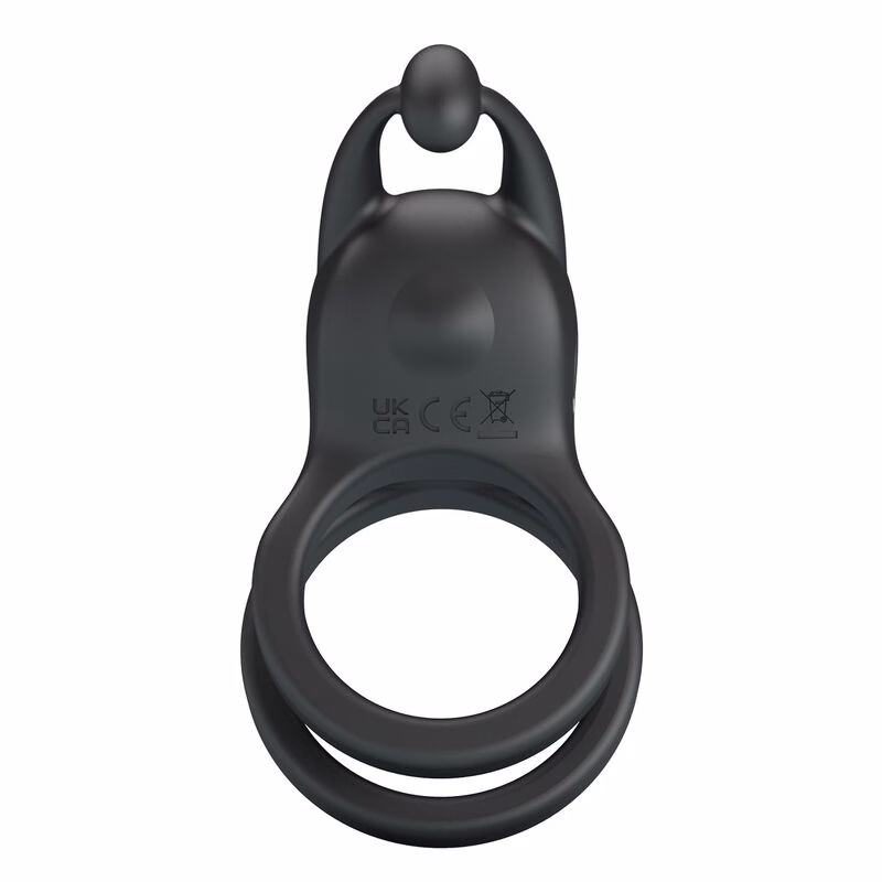PRETTY LOVE - GOODWIN ANILLO VIBRADOR DOBLE PARA PENE RECARGABLE NEGRO - Imagen 5