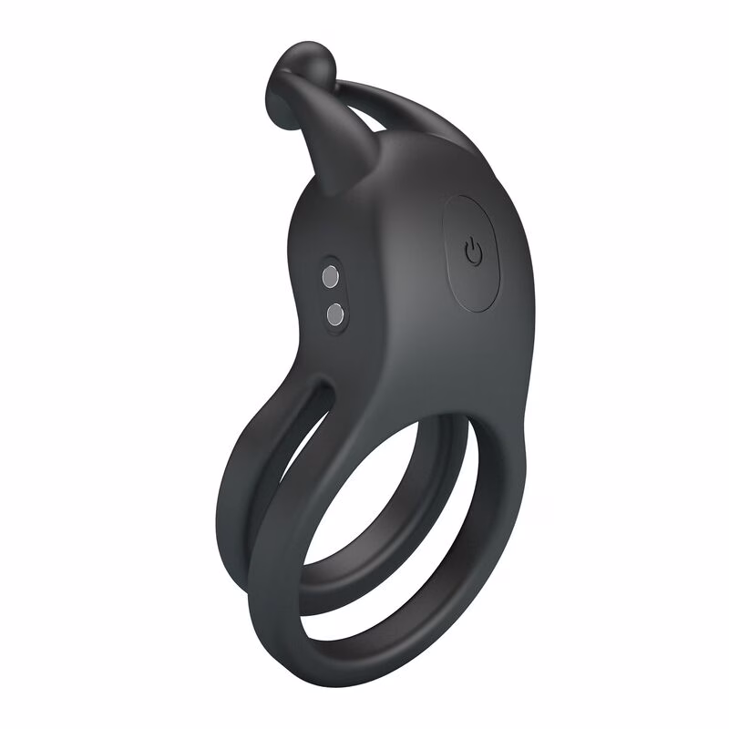 PRETTY LOVE - GOODWIN ANILLO VIBRADOR DOBLE PARA PENE RECARGABLE NEGRO