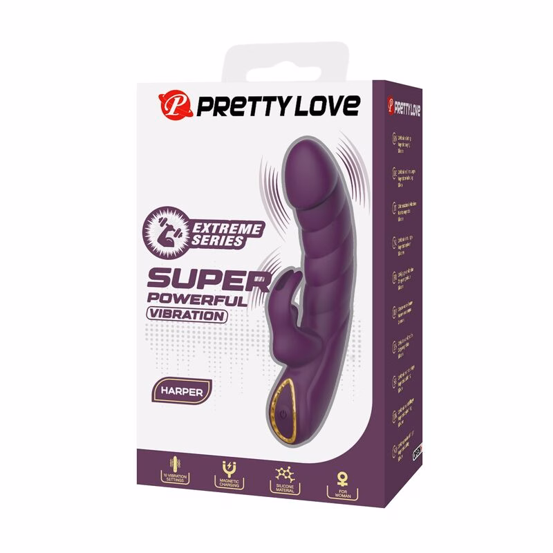 PRETTY LOVE - HARPER VIBRADOR RABBIT RECARGABLE 10 FUNCIONES MORADO - Imagen 3
