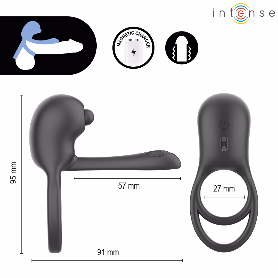 INTENSE - SPIKE ANILLO VIBRADOR PARA PENE CON CONTROL REMOTO - Imagen 5