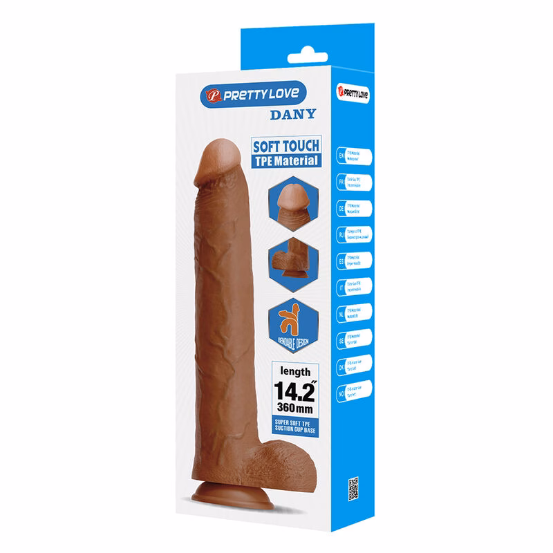 PRETTY LOVE - DANY DILDO REALÍSTICO FLEXIBLE CON VENTOSA 36 CM -Ø- 5,6 CM MARRÓN - Imagen 7