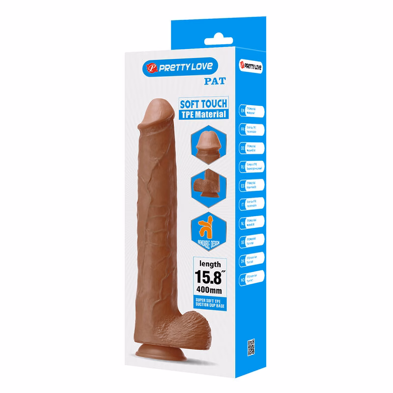 PRETTY LOVE - PAT DILDO REALÍSTICO FLEXIBLE CON VENTOSA 40 CM -Ø- 6 CM MARRÓN - Imagen 7
