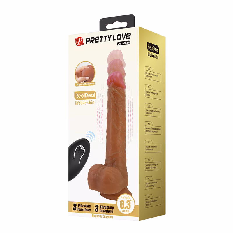 PRETTY LOVE - JONATHAN VIBRADOR REALÍSTICO CON EMPUJE MARRÓN CONTROL REMOTO - Imagen 9
