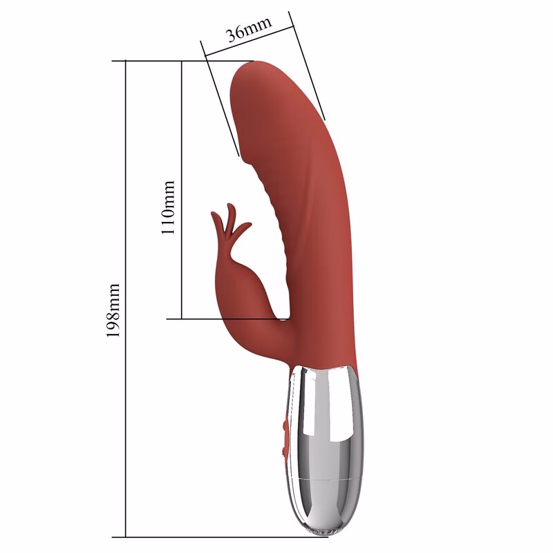PRETTY LOVE - VIBRADOR RABBIT ROSEWOOD 30 FUNCIONES RECARGABLE USB ROJO - Imagen 10