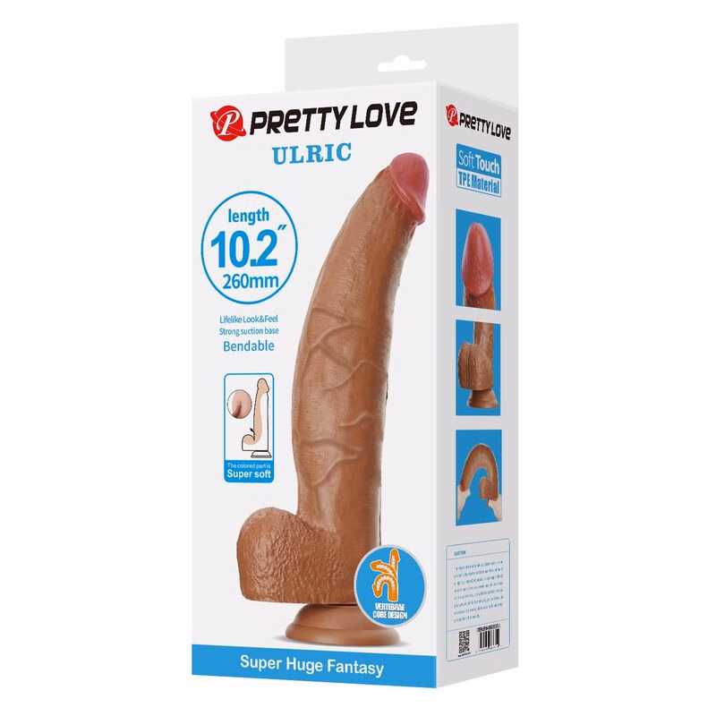 PRETTY LOVE - ULRIC DILDO REALÍSTICO FLEXIBLE 26 CM Ø 5,5 CM TPE MARRÓN - Imagen 3