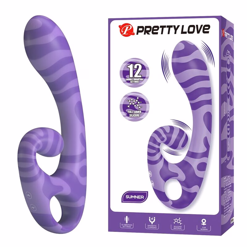 PRETTY LOVE - SUMMER VIBRADOR DOBLE CON ASA 19 CM Ø 3,5 CM MORADO