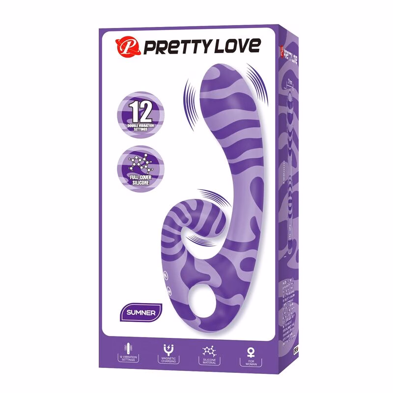 PRETTY LOVE - SUMMER VIBRADOR DOBLE CON ASA 19 CM Ø 3,5 CM MORADO - Imagen 3
