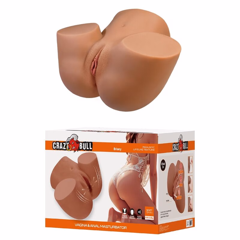 CRAZY BULL - MASTURBADOR REALISTA TORSO FEMENINO DOBLE ENTRADA CON VIBRACIÓN Y SUCCIÓN COLOR NATURAL - Imagen 8