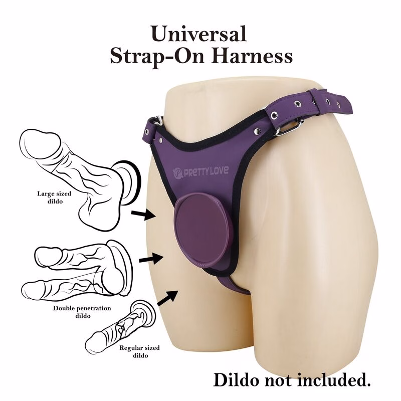 PRETTY LOVE - ARNÉS UNIVERSAL TIPO BRAGA PARA STRAP-ON MORADO Y NEGRO - Imagen 5