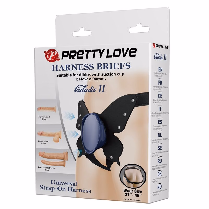 PRETTY LOVE - ARNÉS UNIVERSAL TIPO BRAGA PARA STRAP-ON NEGRO Y AZUL - Imagen 2