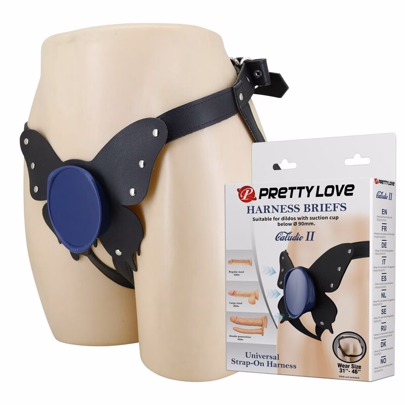 PRETTY LOVE - ARNÉS UNIVERSAL TIPO BRAGA PARA STRAP-ON NEGRO Y AZUL - Imagen 6