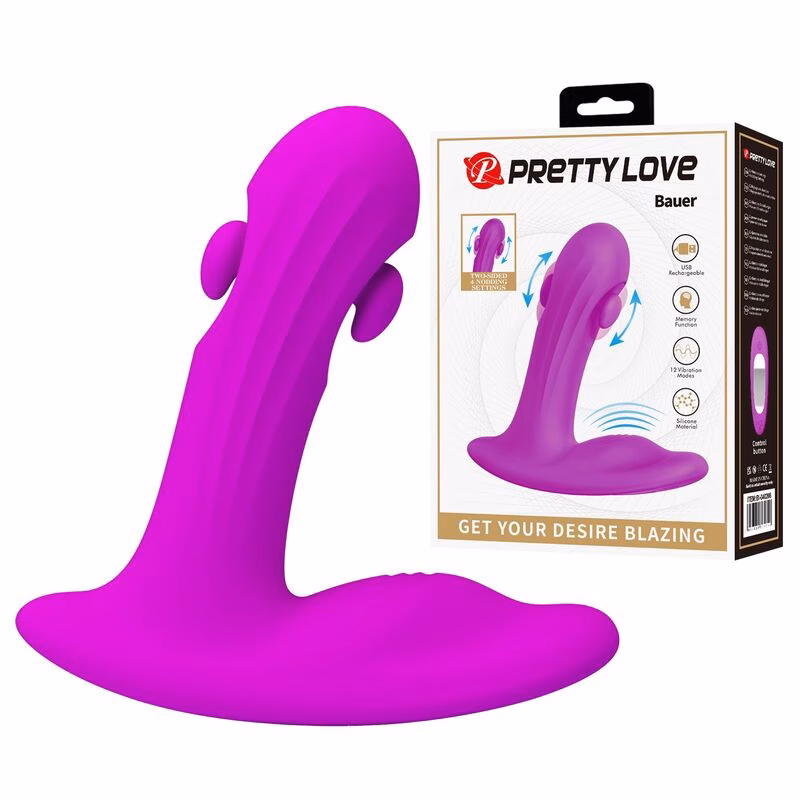 PRETTY LOVE - BAUER MASAJEADOR DE PRÓSTATA 12 MODOS RECARGABLE MORADO - Imagen 10