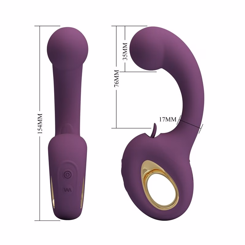 PRETTY LOVE - BRYNNLEE VIBRADOR CON ESTIMULADOR ORAL RECARGABLE 10 VIBRACIONES Y 5 FUNCIONES DE LAMIDO MORADO - Imagen 8