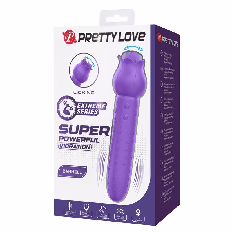PRETTY LOVE - DANNELL VIBRADOR CON ESTIMULACIÓN ORAL Y CLITORAL RECARGABLE MORADO - Imagen 2