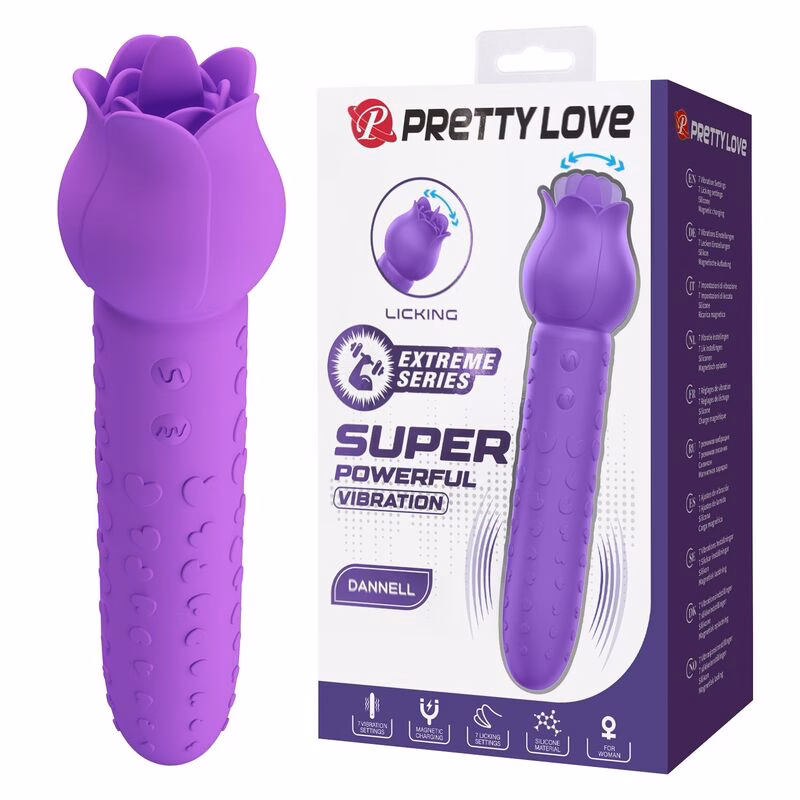 PRETTY LOVE - DANNELL VIBRADOR CON ESTIMULACIÓN ORAL Y CLITORAL RECARGABLE MORADO - Imagen 14