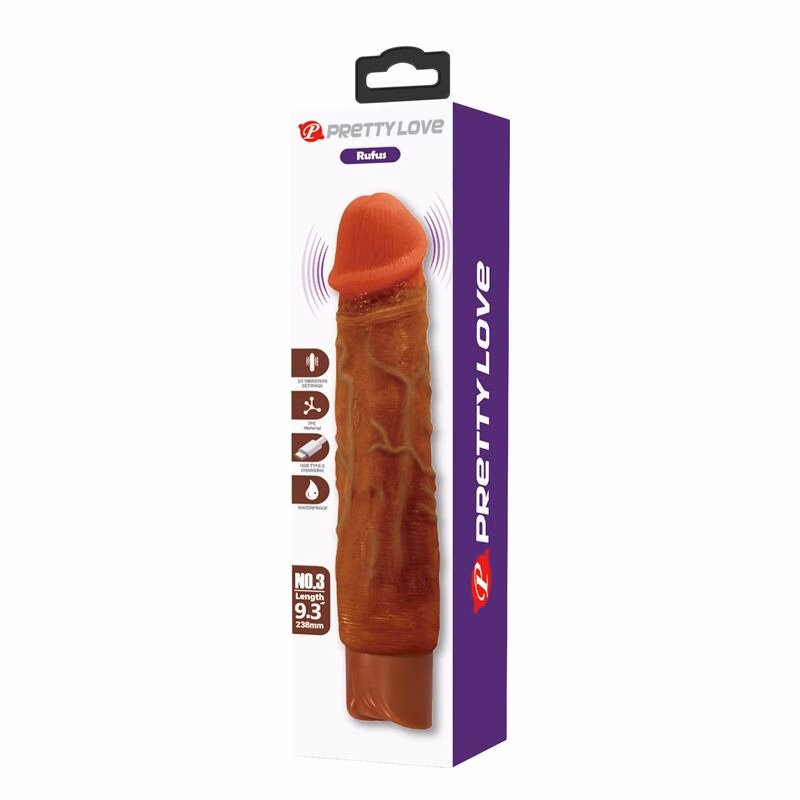 PRETTY LOVE - DUKE VIBRADOR REALÍSTICO 23,5 CM Ø 4,8 CM COLOR MARRÓN - Imagen 3
